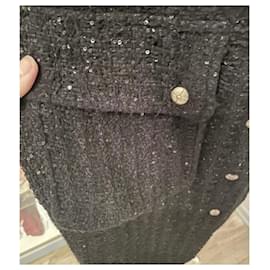 Chanel-Abrigo de tweed Lesage negro-Negro
