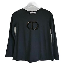 Top a maniche lunghe da ragazza con logo CD di Christian Dior Nero