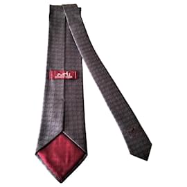 Hermès-Tie-Grey,Dark red