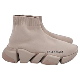 Balenciaga-Velocidad de Balenciaga 2.0 zapatillas tipo calcetín de punto-Beige