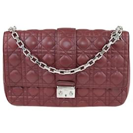 Dior-Burgundy Lamskin Leather Miss Dior Cannage Bag-Dark red