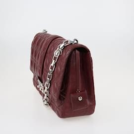 Dior-Burgundy Lamskin Leather Miss Dior Cannage Bag-Dark red
