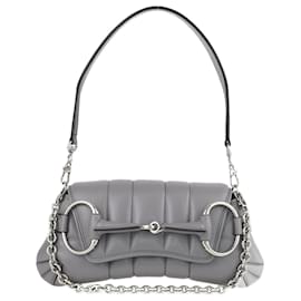 Gucci-Petit sac à bandoulière gris avec chaîne à mors-Gris