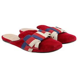 Gucci-Red Sylvie Web Ribbon Mules-Red