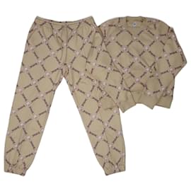 Hermès-Sweat-shirt et pantalon de jogging crème à motifs Tralala-Écru