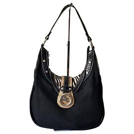 Bolsa de ombro Etro preta de crocodilo e estampa zebra Preto Bege Verde