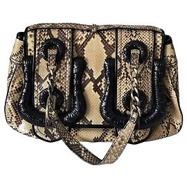 Borsa "B Bag" Fendi in pitone Beige