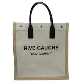 Saint Laurent-Saint Laurent Rive Gauche Tote Bag in Beige Canvas-Beige
