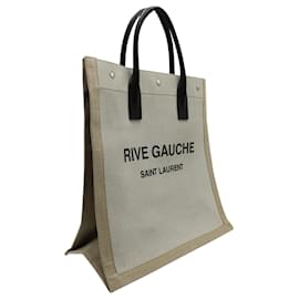 Saint Laurent-Saint Laurent Rive Gauche Tote Bag in Beige Canvas-Beige