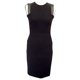 Abito Victoria Beckham in nero con dettagli in pizzo e zip intera sul retro Nero