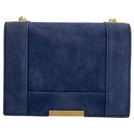 Mini bolsa transversal Elie Saab em camurça azul Azul