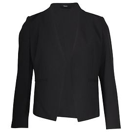 Theory Lanai Collarless Open-Front Blazer in Black Wool Black