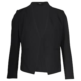 Theory-Theory Lanai Collarless Open-Front Blazer in Black Wool-Black