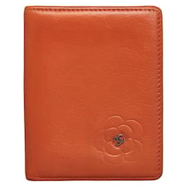 Chanel-Camellia Embossed Leather Card Case-Orange