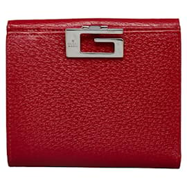 Gucci-Carteira Gucci Bifold de Couro Carteira Curta de Couro 352031 em boa condição-Vermelho