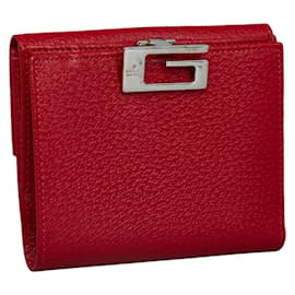 Gucci-Gucci Leather Bifold Wallet Leather Short Wallet 352031 in Good condition-Red