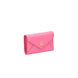 MCM-Leather Flap Bifold Wallet-Pink
