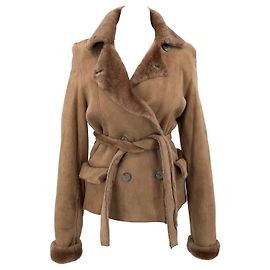 Sylvie Schimmel camel-coloured short shearling winter coat Yellow Camel
