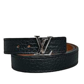 Louis Vuitton-Bracciale reversibile Louis Vuitton LV Initiales Bracciale in pelle M6018E in buone condizioni-Nero