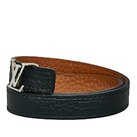 Louis Vuitton-Louis Vuitton LV Initiales Reversible Bracelet Leather Bracelet M6018E in Good condition-Black