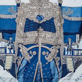 Hermès-Carré Vue du Carosse de la Galère Foulard en Soie La Réale-Bleu