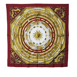 Hermès-Hermes Carré Dies et Hore Silk Scarf Cotton Scarf in Excellent condition-Red