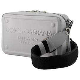Dolce & Gabbana-Câmera Crossbody - Dolce&Gabbana - Couro - Cinza-Cinza