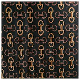 Gucci-Horsebit Print Silk Scarf-Black
