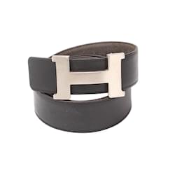 Hermès-Cinturón Constanza de piel-Negro