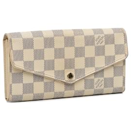 Louis Vuitton-Louis Vuitton Blanc Damier Azur Portefeuille Sarah-Blanc