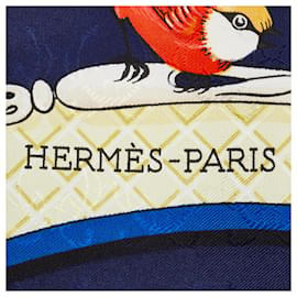 Hermès-Bufanda de seda Hermes azul La Cle des Champs-Azul