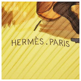 Hermès-Hermes Yellow Concerto Printed Pleated Silk Scarf-Multiple colors,Yellow