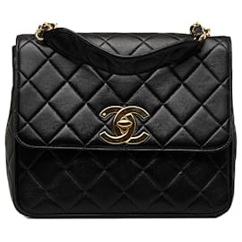 Chanel-Chanel Black Quilted Lambskin XL Square Flap-Black