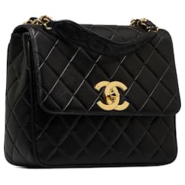 Chanel-Patta quadrata XL in pelle di agnello trapuntata nera Chanel-Nero