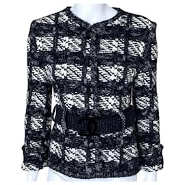 Chanel-Veste noire à ceinture CC-Multicolore