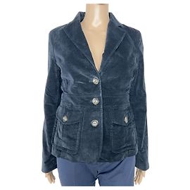 Massimo Dutti Samtblazer Navy Blau Blau