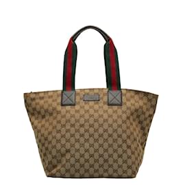 Gucci-GG Canvas Tote Bag 131231-Brown