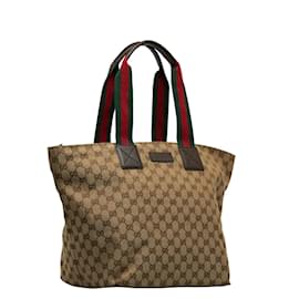 Gucci-GG Canvas Tote Bag 131231-Brown
