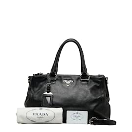 Prada-Prada Leather Double Zip Handbag Leather Handbag BN2866 in Good condition-Black