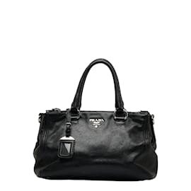 Prada-Prada Leather Double Zip Handbag Leather Handbag BN2866 in Good condition-Black