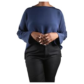 Akris-Blue silk long-sleeved blouse - size UK 12-Blue