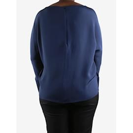 Akris-Blue silk long-sleeved blouse - size UK 12-Blue