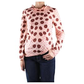 Marni-Pink dot printed silk top  - size UK 8-Pink