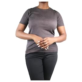 Autre Marque-Graues Strick-T-Shirt mit Bindedetail – Größe L-Grau