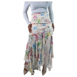 Peter Pilotto White tiered floral skirt - size UK 8 Other