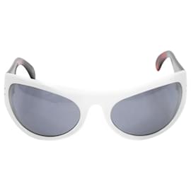 Autre Marque-Weiße Sonnenbrille mit roten Bügeln-Weiß
