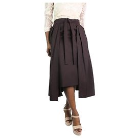 Dries Van Noten Falda burdeos con cinturón - talla FR 36 Burdeos