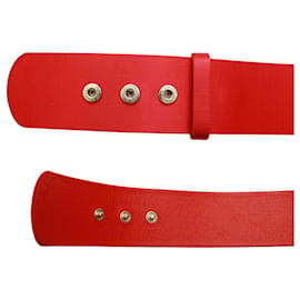 Alexander Mcqueen-Alexander McQueen Cinturón de cintura para mujer con botón a presión de cuero rojo Talla S-Roja