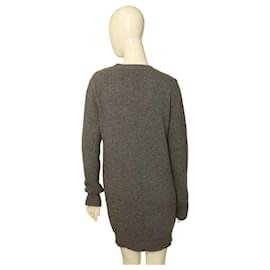 Stella Mc Cartney-Stella McCartney gray cashmere sweater dress leopard upperr retailed at $1,145-Grey