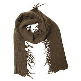 Dries Van Noten Seca Van Noten Cáqui 100% Xale longo em malha de lã com franjas Caqui